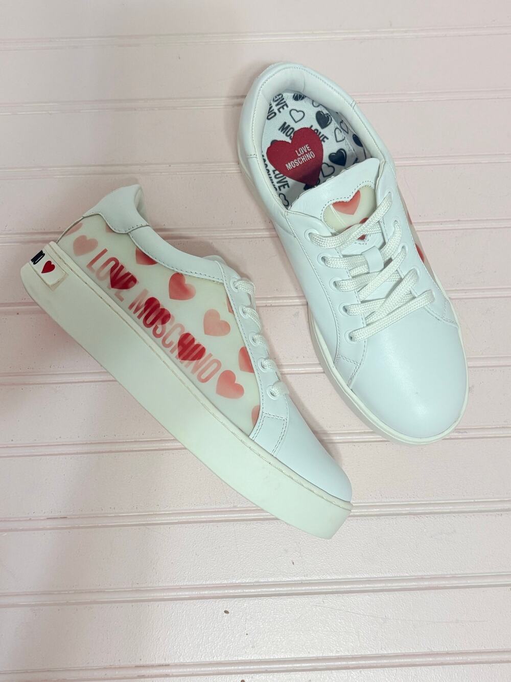Love Machino Heart Print Platform Sneaker with holographic size 8